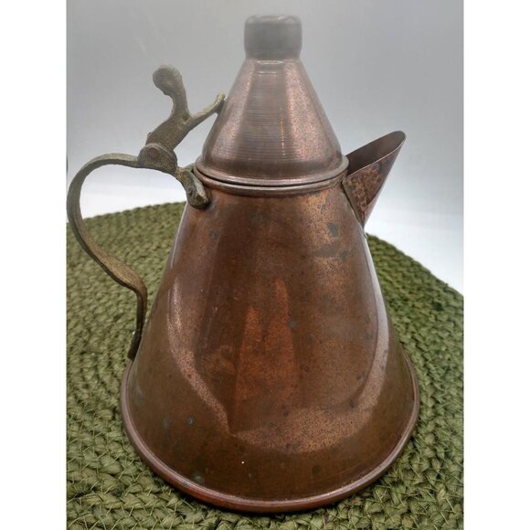 Vintage Copper Pitcher With Brass Handle & Spout Made In Turkey - Picture 3 of 9